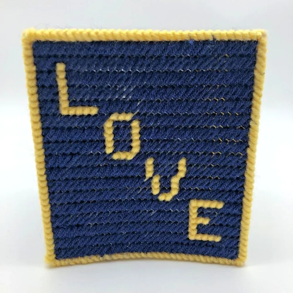 Handmade Needlepoint Kleenex Tissue Box Cover Christian Cross Faith Hope Love